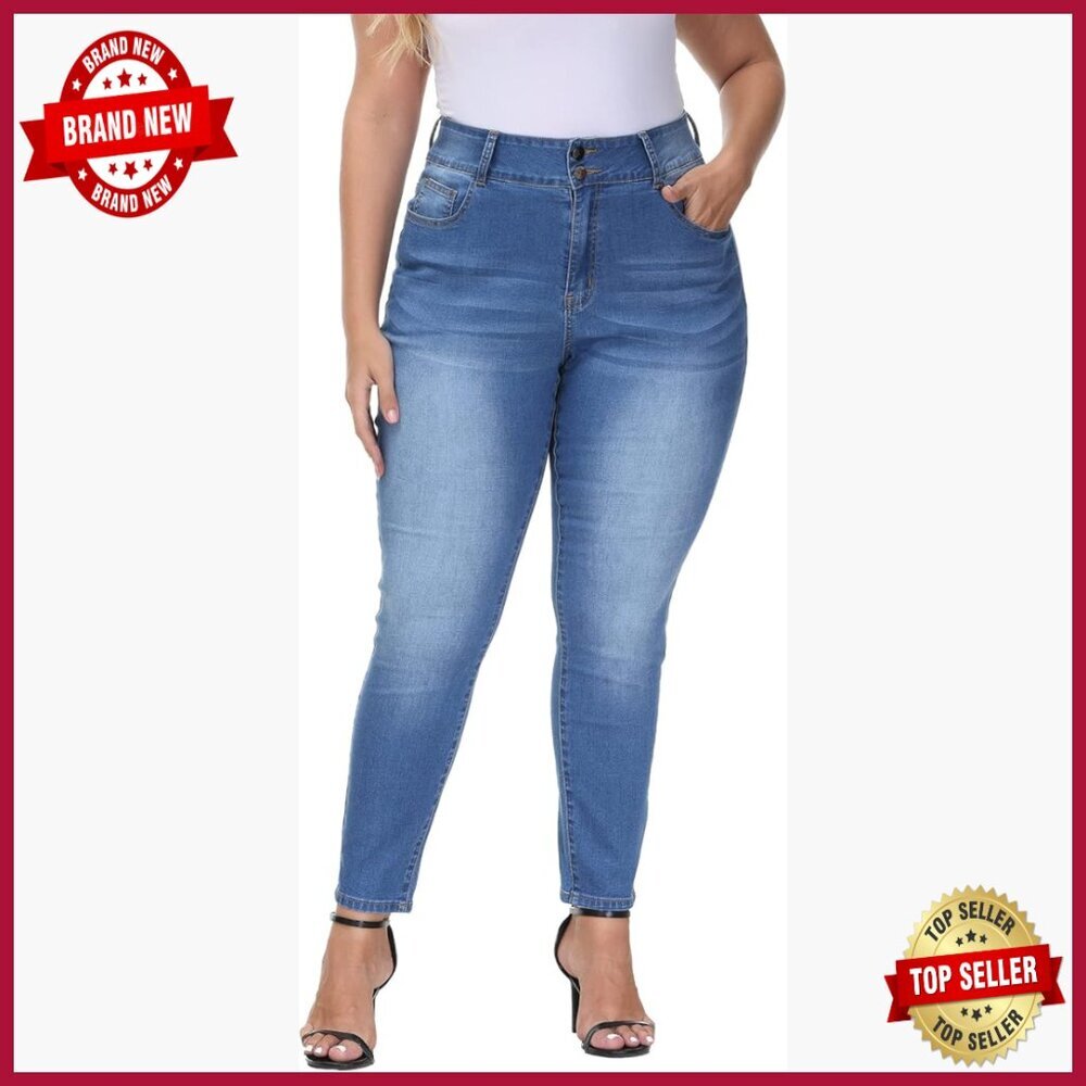 Plus Size High Waisted Skinny Jeans Stretchy Ankle Length Classic Fit - Picture 1 of 7